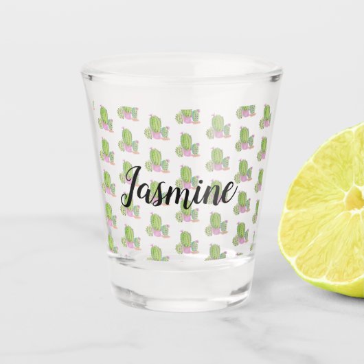 Waterverf Cactus Op Maat Gepersonaliseerd Shot Glas (Voorkant)