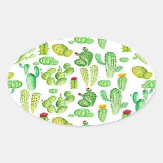 waterverf cactus ovale sticker