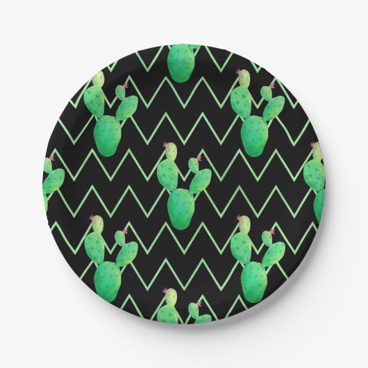 Waterverf Cactus Papieren Bordje (Voorkant)