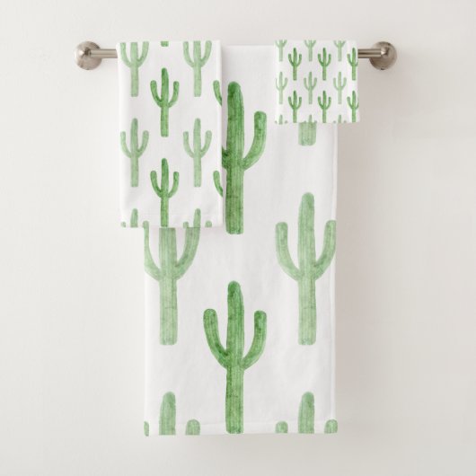 Waterverf Cactus Patroon Bad Handdoek (Insitu)