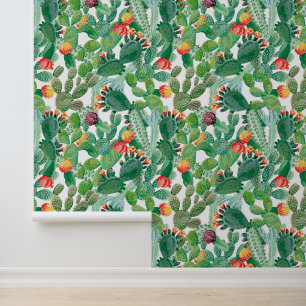 Waterverf Cactus Patroon Behang