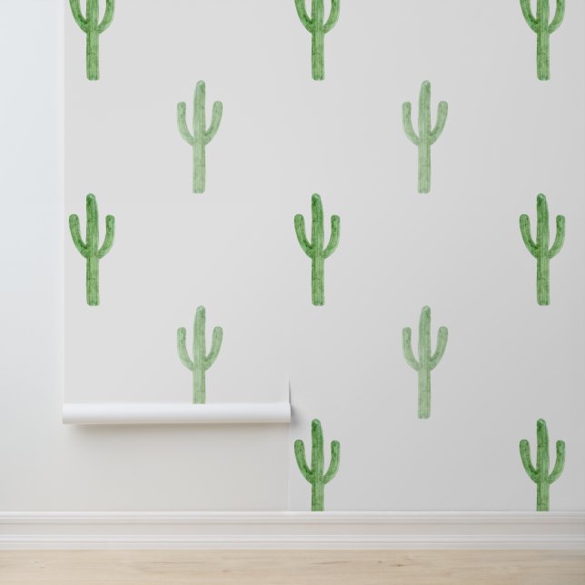 Waterverf Cactus Patroon Behang (Applicatie)