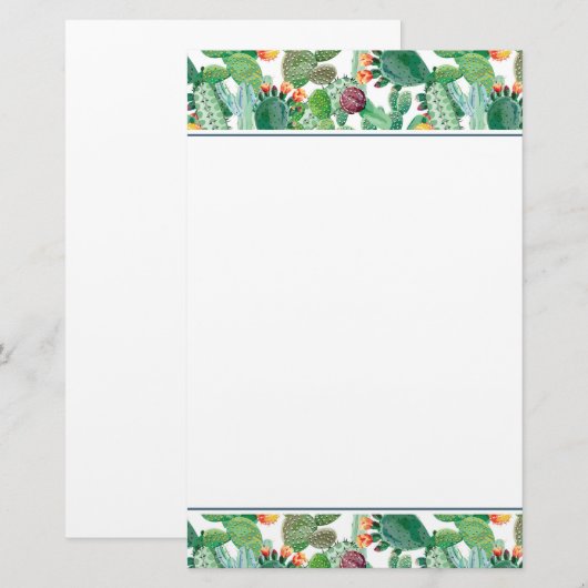 Waterverf Cactus Patroon Briefpapier (Voorkant / Achterkant)
