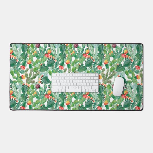 Waterverf Cactus Patroon Bureaumat (Keyboard & Muis)