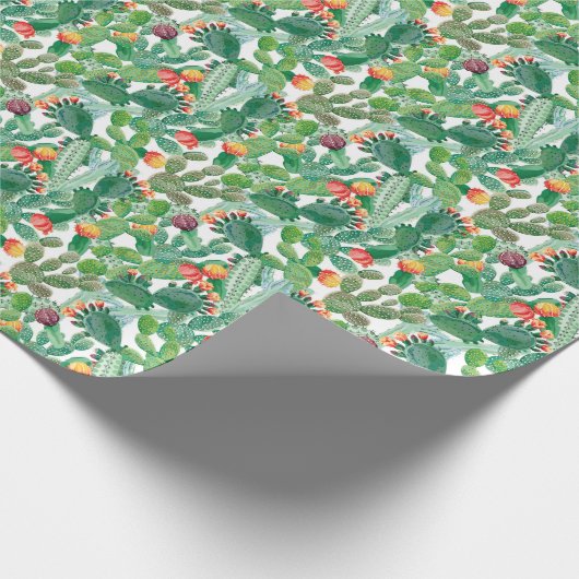 Waterverf Cactus Patroon Cadeaupapier (Hoek)