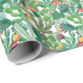 Waterverf Cactus Patroon Cadeaupapier (Rol Hoek)
