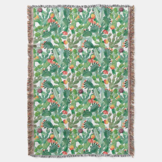 Waterverf Cactus Patroon Deken (Voorkant Verticaal)