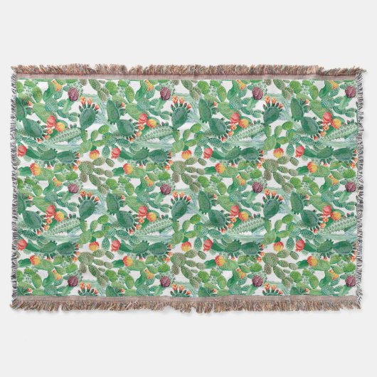 Waterverf Cactus Patroon Deken (Voorkant)