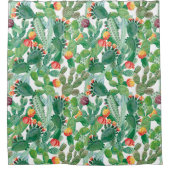 Waterverf Cactus Patroon Douchegordijn (Voorkant)