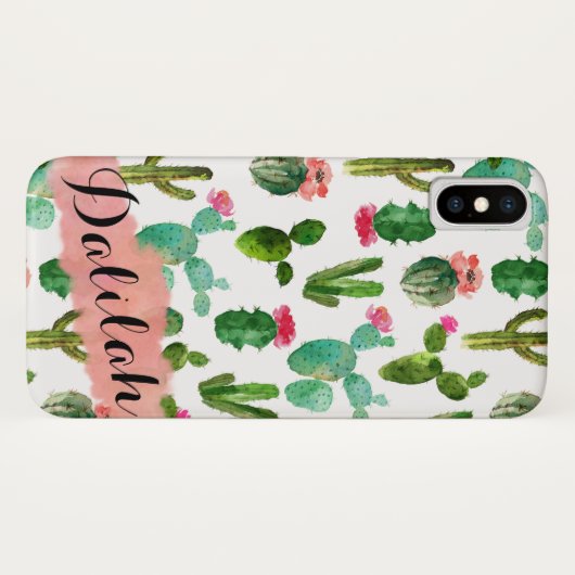 Waterverf Cactus Patroon gepersonaliseerd Case-Mate iPhone Case (Achterkant (horizontaal))