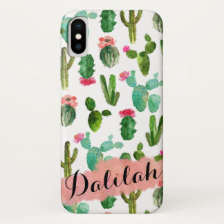 Waterverf Cactus Patroon gepersonaliseerd Case-Mate iPhone Case