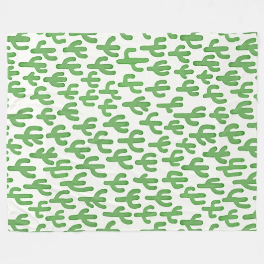 Waterverf Cactus Patroon - Groen Fleece Deken (Voorkant (Horizontaal))