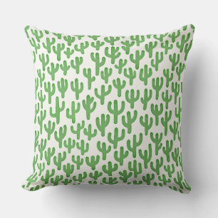 Waterverf Cactus Patroon - Groen Kussen