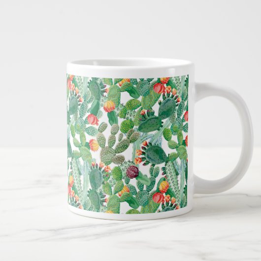 Waterverf Cactus Patroon Grote Koffiekop (Rechts)