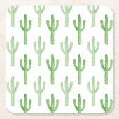 Waterverf Cactus Patroon Kartonnen Onderzetters (Voorkant)