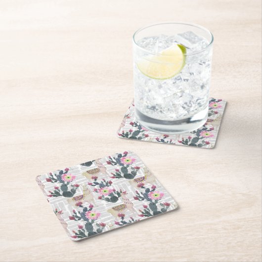 Waterverf Cactus Patroon Kartonnen Onderzetters (Insitu)