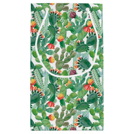 Waterverf Cactus Patroon Klein Cadeauzakje (Achterkant)