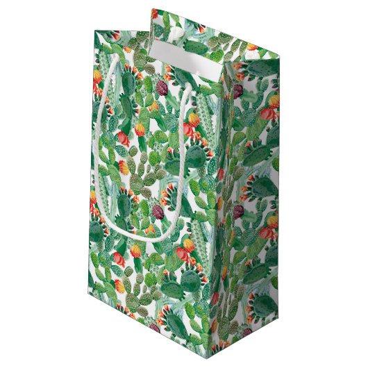 Waterverf Cactus Patroon Klein Cadeauzakje (Achterkant Gekanteld)