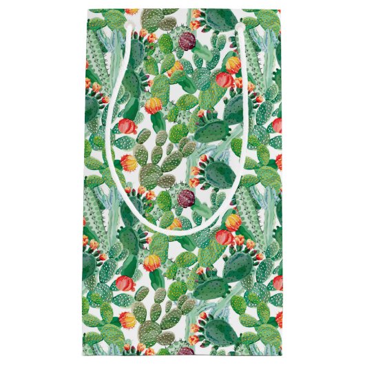 Waterverf Cactus Patroon Klein Cadeauzakje (Voorkant)