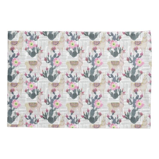 Waterverf Cactus Patroon Kussensloop (Achterkant-Links)