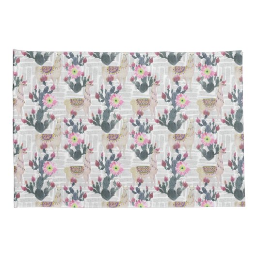 Waterverf Cactus Patroon Kussensloop (Achterkant-Rechts)