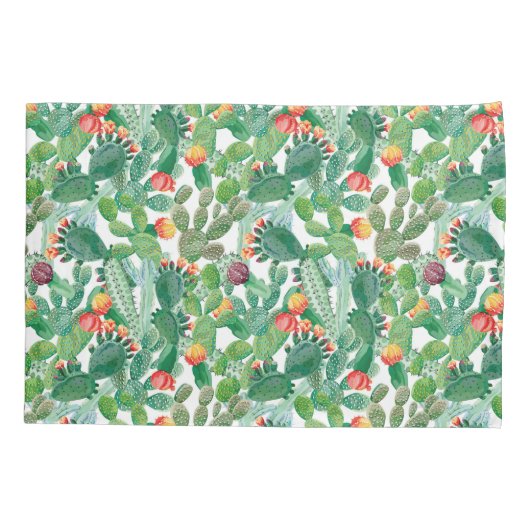 Waterverf Cactus Patroon Kussensloop (Achterkant-Links)