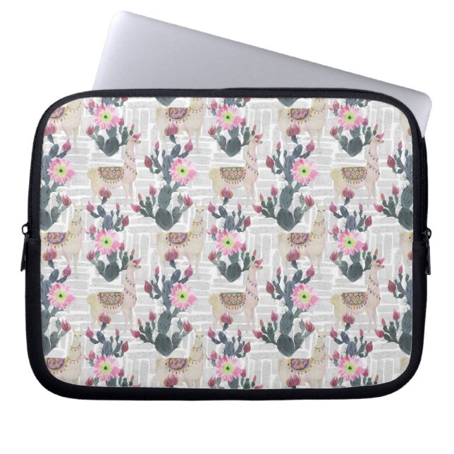 Waterverf Cactus Patroon Laptop Sleeve (Voorkant)
