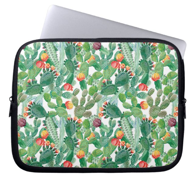 Waterverf Cactus Patroon Laptop Sleeve (Voorkant)
