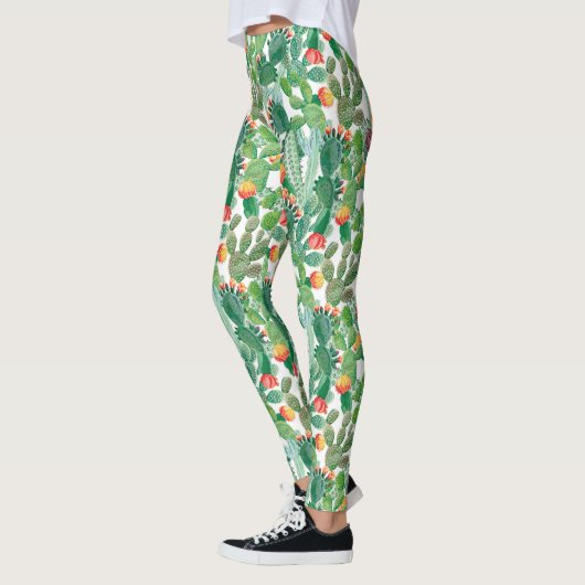 Waterverf Cactus Patroon Leggings (Links)