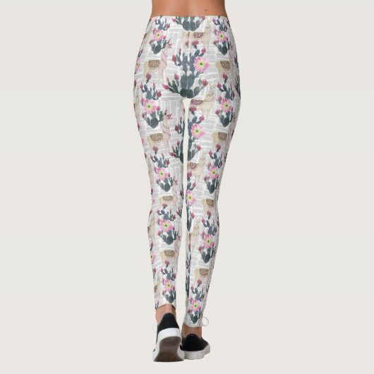 Waterverf Cactus Patroon Leggings (Achterkant)