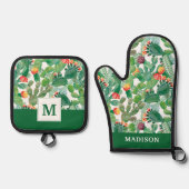 Waterverf Cactus Patroon Ovenwant & Pannenlap Set (Voorkant)