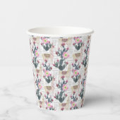 Waterverf Cactus Patroon Papieren Bekers (Achterkant)