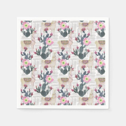 Waterverf Cactus Patroon Servet (Voorkant)
