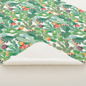 Waterverf Cactus Patroon Sherpa Deken (3/4)
