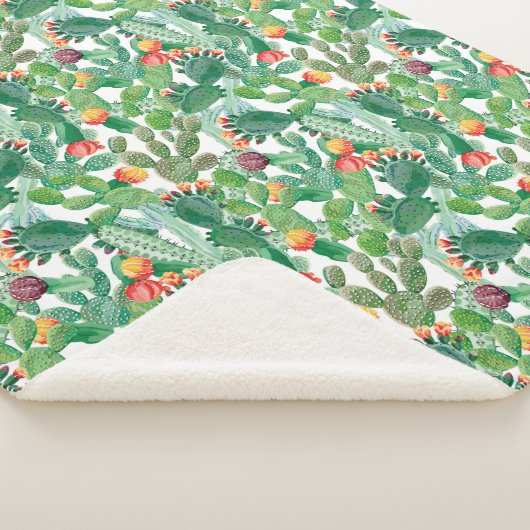 Waterverf Cactus Patroon Sherpa Deken (3/4)