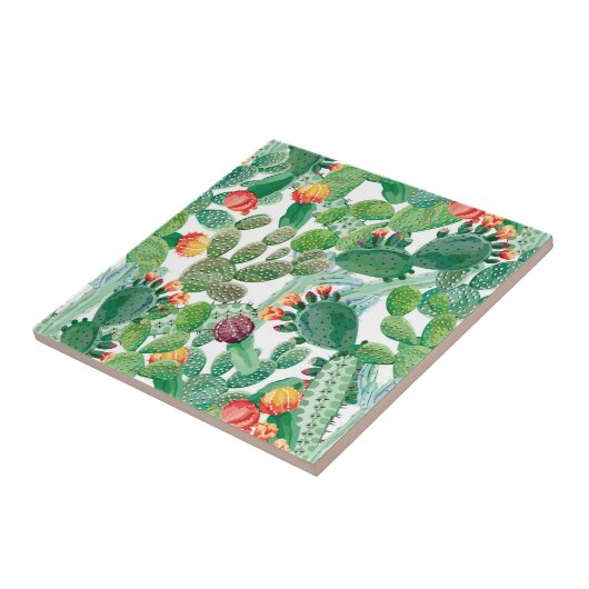 Waterverf Cactus Patroon Tegeltje (Zijkant)