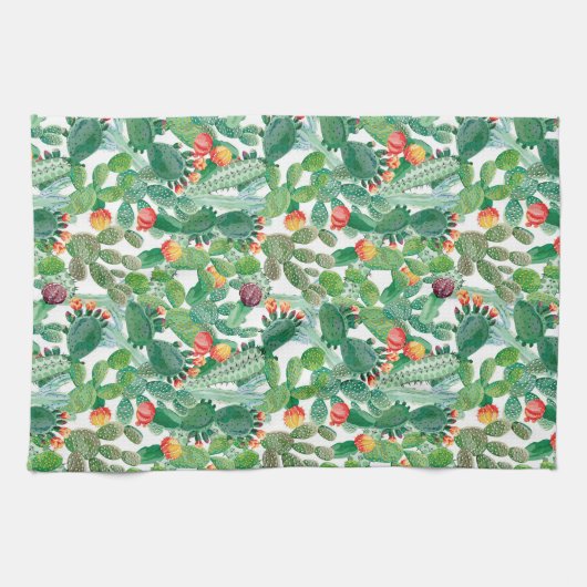 Waterverf Cactus Patroon Theedoek (Horizontaal)