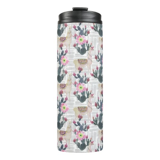 Waterverf Cactus Patroon Thermosbeker (Voorkant)