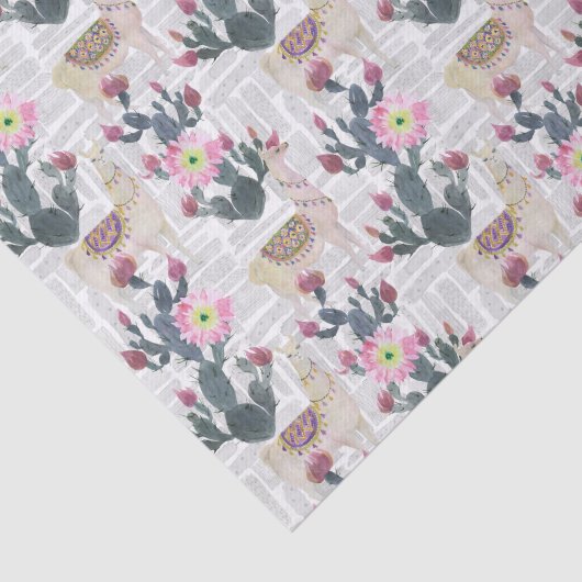 Waterverf Cactus Patroon Tissuepapier (Detail)