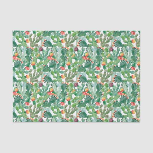 Waterverf Cactus Patroon Tissuepapier (Voorkant)
