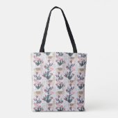 Waterverf Cactus Patroon Tote Bag (Achterkant)