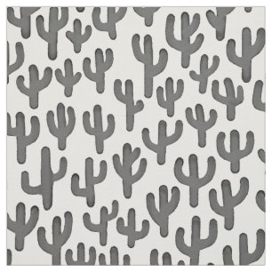 Waterverf Cactus Patroon - Zwart Stof