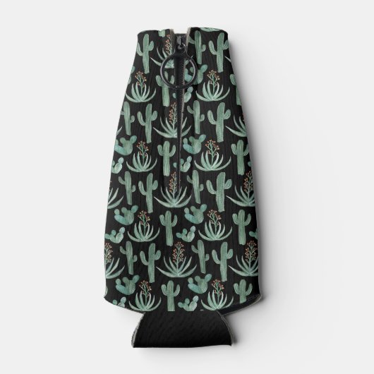 Waterverf Cactus Pattern Initiaal CUSTOM Flesjeskoeler (Achterkant)