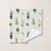 Waterverf Cactus Pattern Mint Green Bad Handdoek (Wasdoekje)
