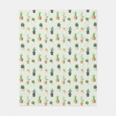 Waterverf Cactus Pattern Mint Green Fleece Deken (Voorkant)