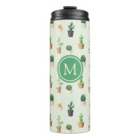 Waterverf Cactus Pattern Mint Green Monogram