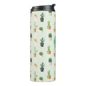 Waterverf Cactus Pattern Mint Green Monogram Thermosbeker (Gedraaid links)