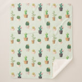 Waterverf Cactus Pattern Mint Green Sherpa Deken (Voorkant)