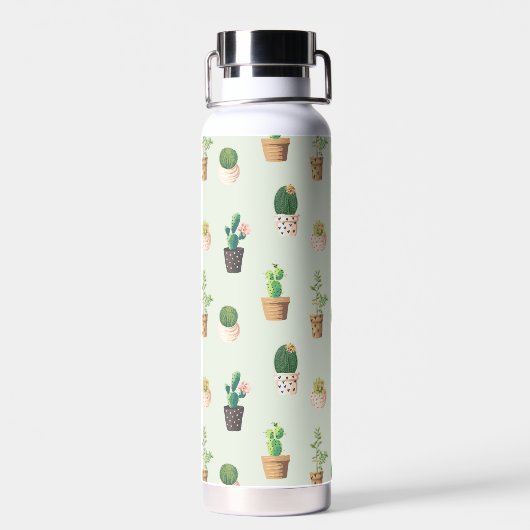 Waterverf Cactus Pattern Mint Green Waterfles (Achterkant)