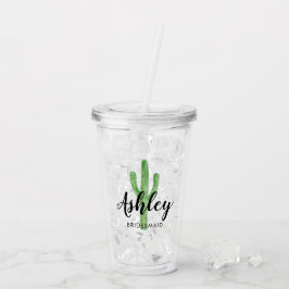 Waterverf Cactus Personalized Bridesmaid Acryl Drinkbeker